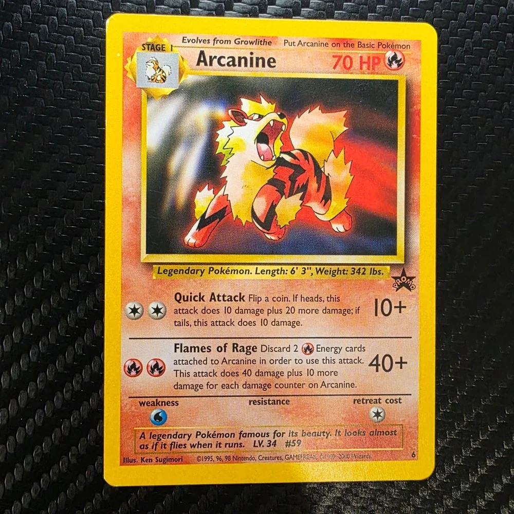 arcanine pokemon card 1995 - 059/165 151 - Reverse Foil Base Set Unlimited Type Pokemon Promo Cards WotC Promo